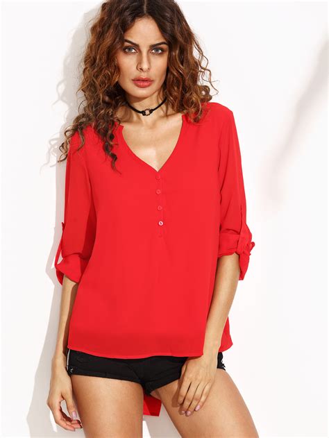 shein red blouses